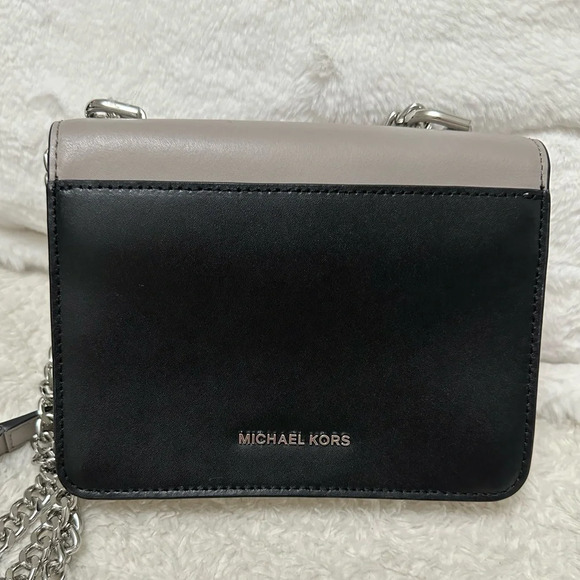 Women's Jade Extra-small Tri-color Leather Crossbody Bag - black, white and grey - Picture 4 of 10